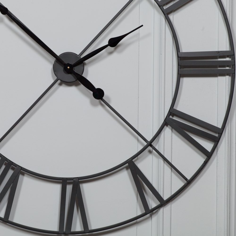 Product photograph of Black Metal Wall Clock - 110cm X 110cm from Choice Furniture Superstore.